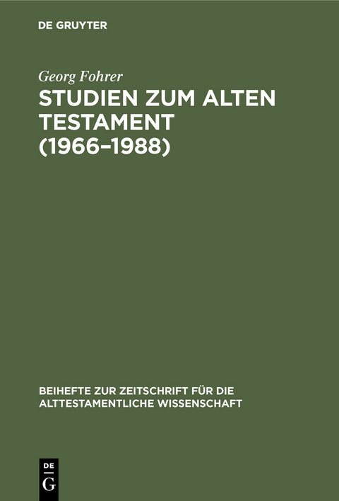 Studien zum Alten Testament (1966-1988) -  Georg Fohrer