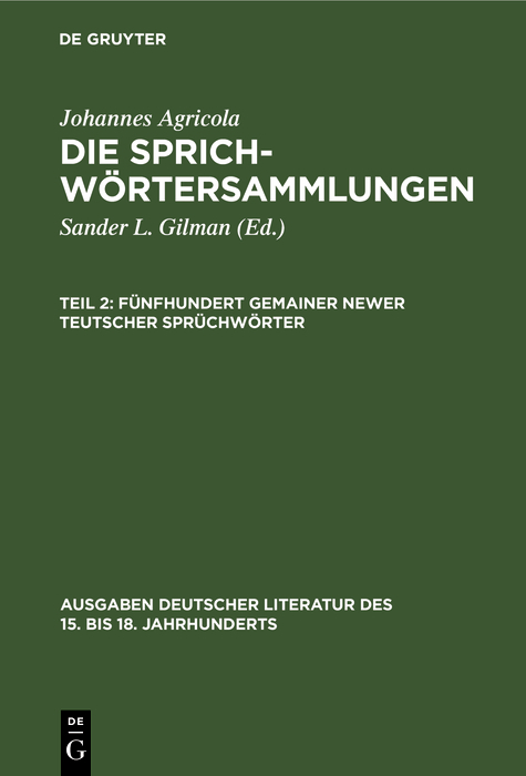 Fünfhundert gemainer newer teutscher Sprüchwörter - Johannes Agricola