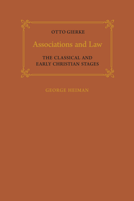 Associations and Law -  Otto Gierke
