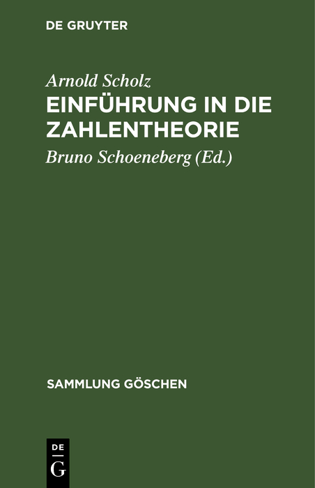 Einführung in die Zahlentheorie - Arnold Scholz