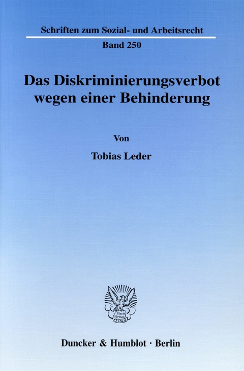 Das Diskriminierungsverbot wegen einer Behinderung. -  Tobias Leder LL.M.