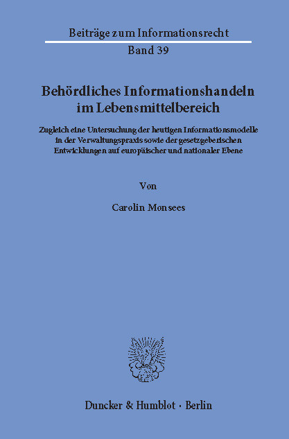 Behördliches Informationshandeln im Lebensmittelbereich. -  Carolin Monsees