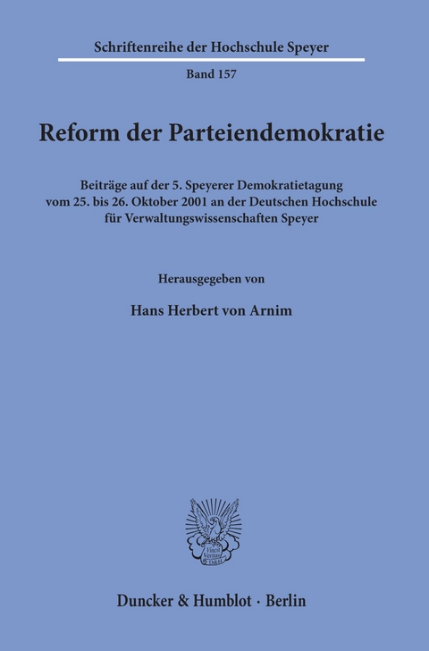 Reform der Parteiendemokratie. - 