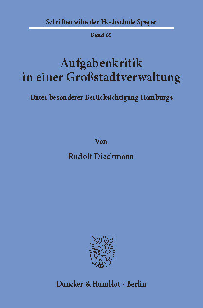 Aufgabenkritik in einer Großstadtverwaltung -  Rudolf Dieckmann