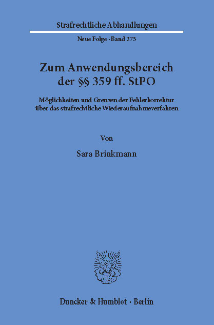 Zum Anwendungsbereich der §§ 359 ff. StPO. -  Sara Brinkmann