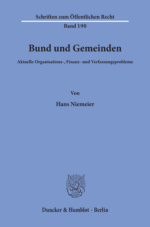 Bund und Gemeinden. -  Hans Niemeier