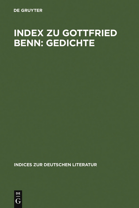 Index zu Gottfried Benn: Gedichte - 