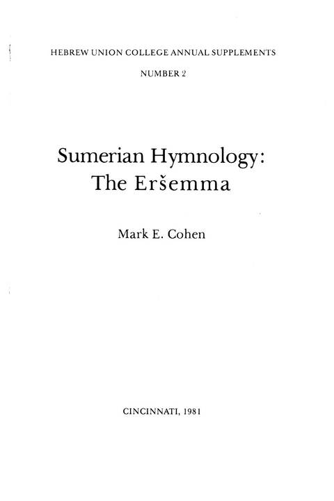 Sumerian Hymnology -  Mark E. Cohen