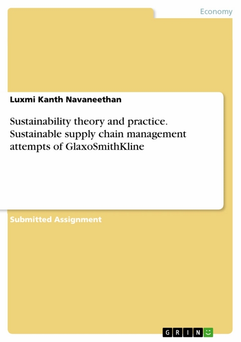 Sustainability theory and practice. Sustainable supply chain management attempts of GlaxoSmithKline - Luxmi Kanth Navaneethan