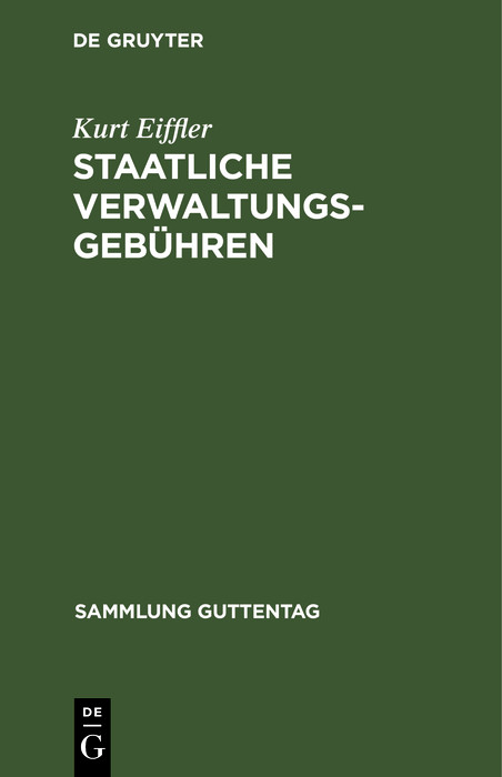 Staatliche Verwaltungsgebühren - Kurt Eiffler