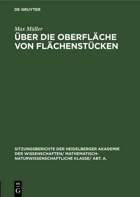 Über die Oberfläche von Flächenstücken - Max Müller