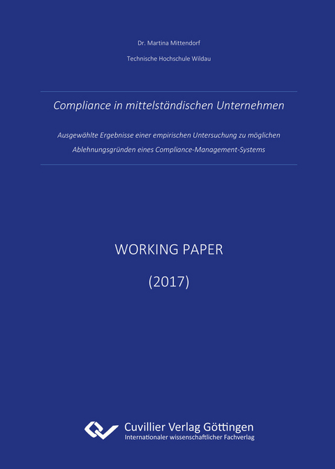 Compliance in mittelständischen Unternehmen -  Martina Mittendorf