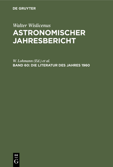 Die Literatur des Jahres 1960 - 