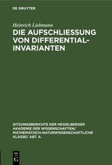 Die Aufschließung von Differentialinvarianten - Heinrich Liebmann