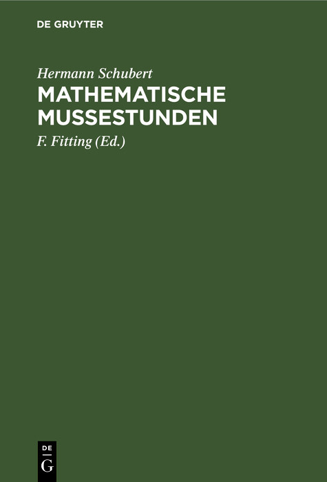 Mathematische Mußestunden - Hermann Schubert