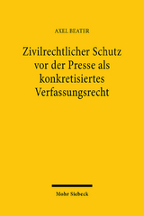 Zivilrechtlicher Schutz vor der Presse als konkretisiertes Verfassungsrecht - Axel Beater