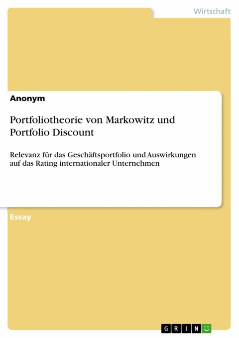 Portfoliotheorie von Markowitz und Portfolio Discount