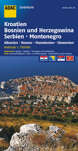 ADAC LänderKarte Kroatien, Bosnien u. Herzegowina, Serbien, Montenegro 1:750 000