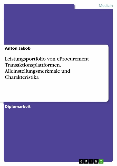Leistungsportfolio von eProcurement Transaktionsplattformen. Alleinstellungsmerkmale und Charakteristika - Anton Jakob