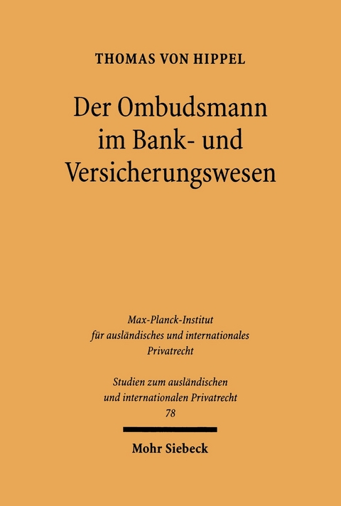 Der Ombudsmann im Bank- und Versicherungswesen -  Thomas Von Hippel