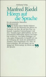 Hören auf die Sprache - Manfred Riedel