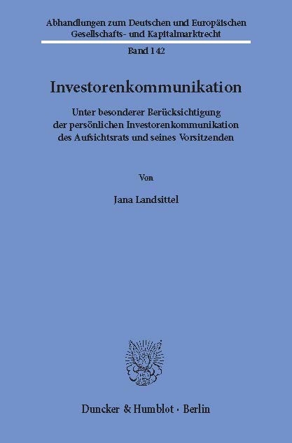 Investorenkommunikation. -  Jana Landsittel