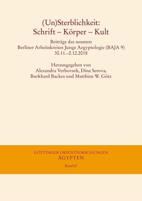 (Un) Sterblichkeit: Schrift - Körper - Kult - 