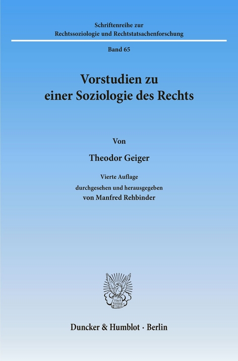 Vorstudien zu einer Soziologie des Rechts. -  Theodor Geiger