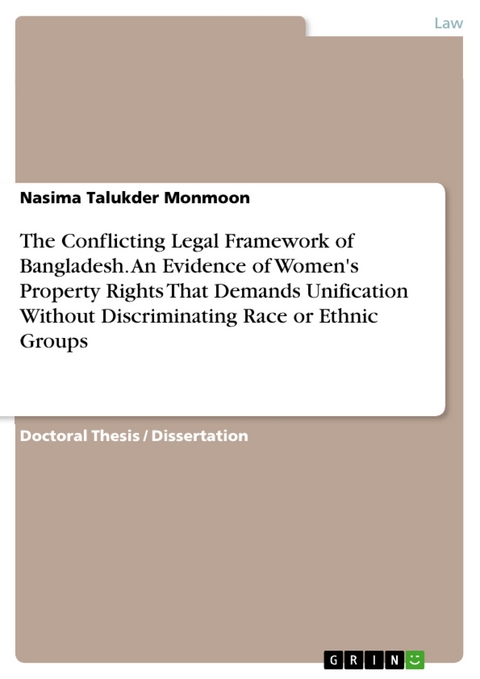 The Conflicting Legal Framework of Bangladesh. An Evidence of Women's Property Rights That Demands Unification Without Discriminating Race or Ethnic Groups - Nasima Talukder Monmoon