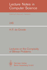 Lectures on the Complexity of Bilinear Problems - Hans F. de Groote