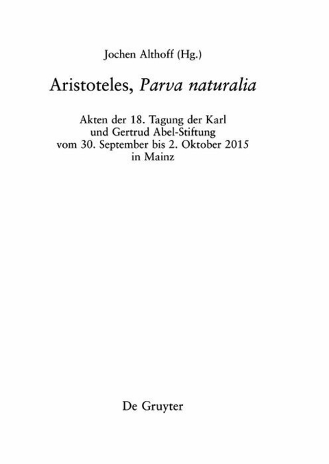 Aristoteles, ›Parva naturalia‹ - 