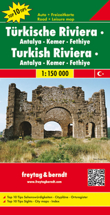 Türkische Riviera - Antalya - Kemer - Fethiye, Autokarte 1:150.000 - 