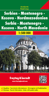 Serbien - Montenegro - Kosovo - Nordmazedonien, Autokarte 1:500.000 - 