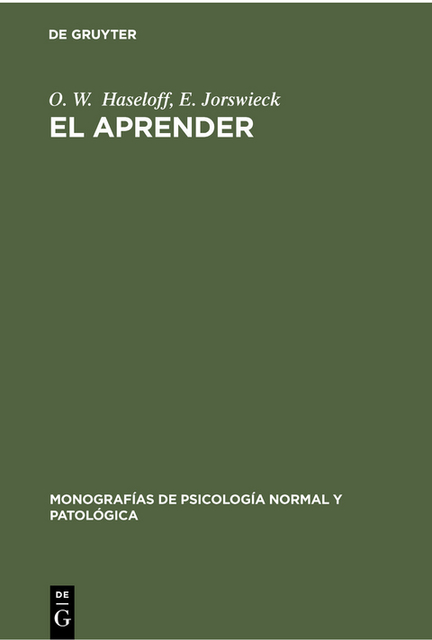 El aprender - O. W. Haseloff, E. Jorswieck