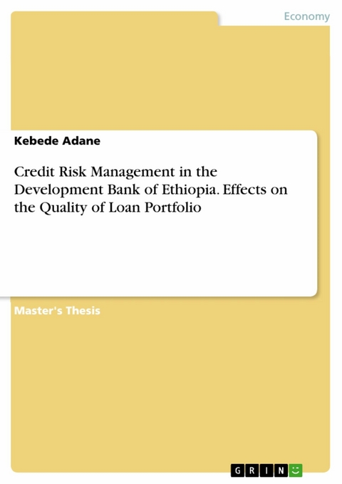 Credit Risk Management in the Development Bank of Ethiopia. Effects on the Quality of Loan Portfolio - Kebede Adane