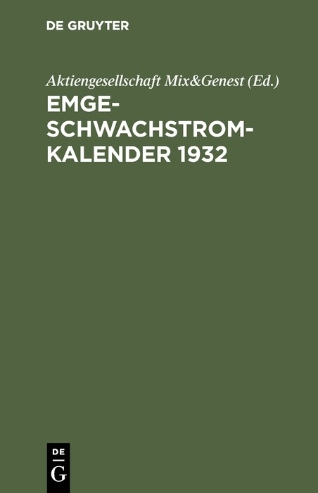 Emge-Schwachstrom-Kalender 1932 - 