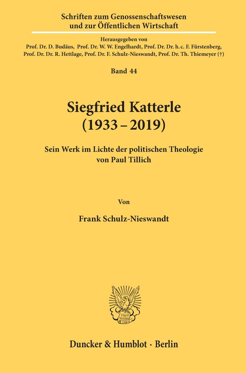 Siegfried Katterle (1933-2019). -  Frank Schulz-Nieswandt
