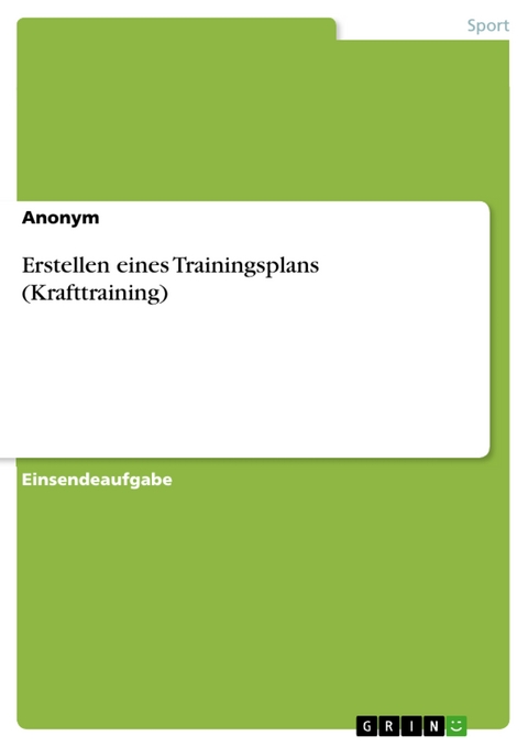 Erstellen eines Trainingsplans (Krafttraining)