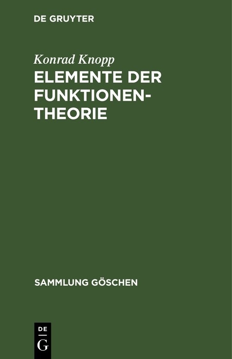 Elemente der Funktionentheorie -  Konrad Knopp