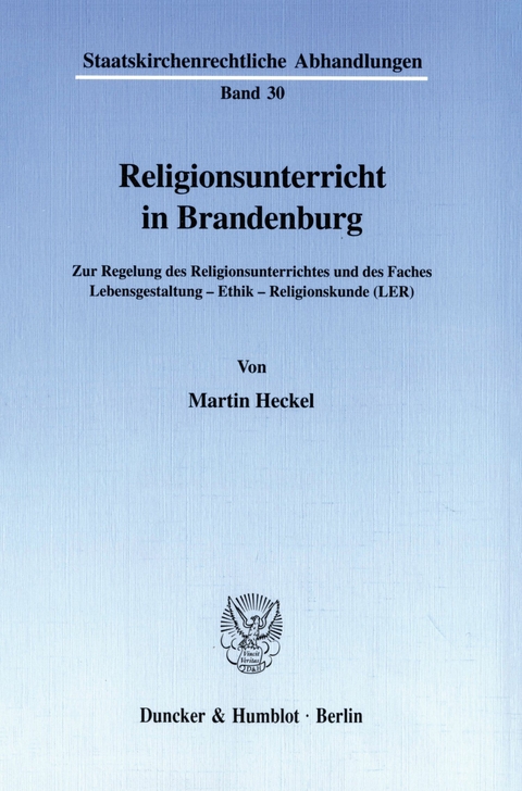 Religionsunterricht in Brandenburg. -  Martin Heckel