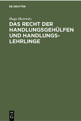 Das Recht der Handlungsgehülfen und Handlungslehrlinge - Hugo Horrwitz