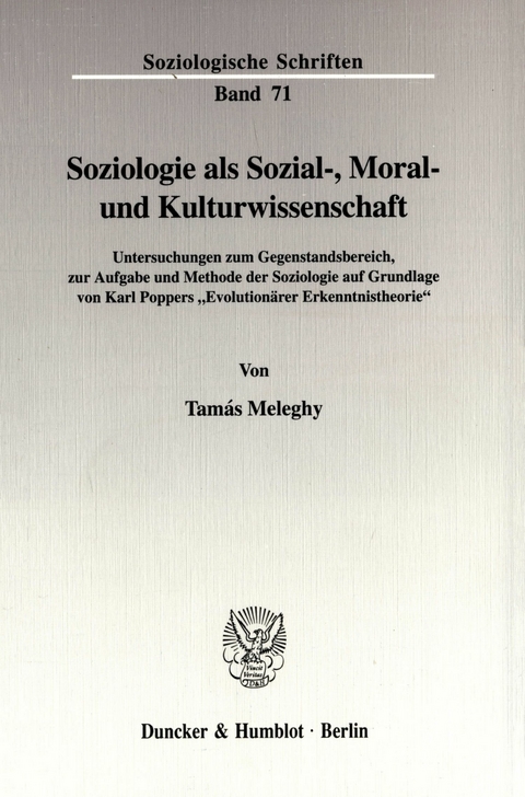 Soziologie als Sozial-, Moral- und Kulturwissenschaft. -  Tamás Meleghy