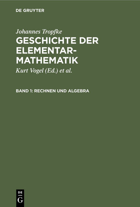 Rechnen und Algebra - Johannes Tropfke