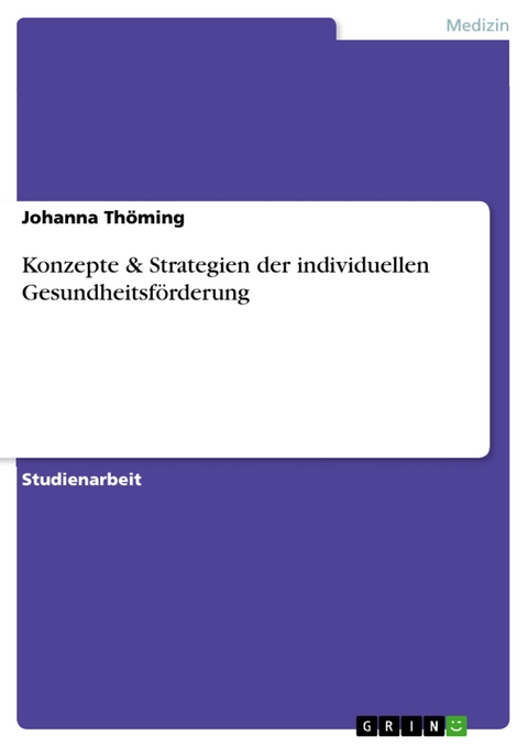 Konzepte & Strategien der individuellen Gesundheitsförderung - Johanna Thöming