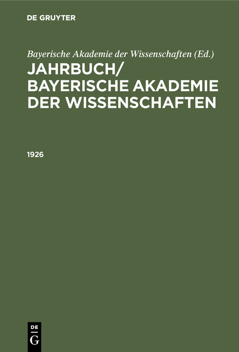 Jahrbuch/ Bayerische Akademie der Wissenschaften. 1926 - 