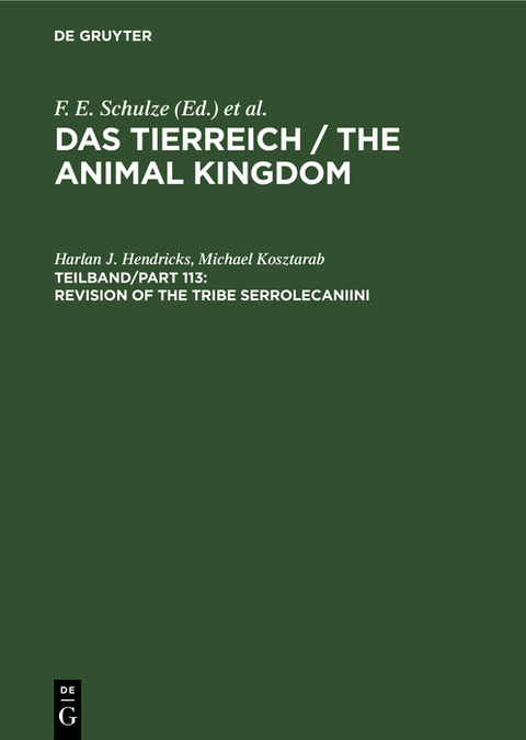 Revision of the Tribe Serrolecaniini - Harlan J. Hendricks, Michael Kosztarab