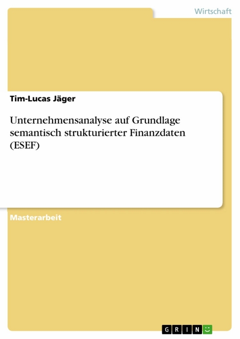 Unternehmensanalyse auf Grundlage semantisch strukturierter Finanzdaten (ESEF) - Tim-Lucas Jäger