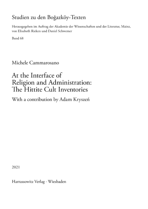 At the Interface of Religion and Administration: The Hittite Cult Inventories -  Michele Cammarosano