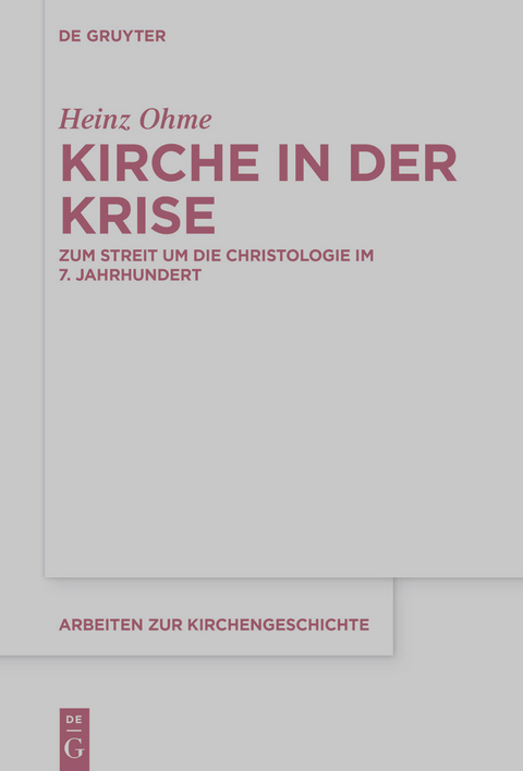 Kirche in der Krise - Heinz Ohme