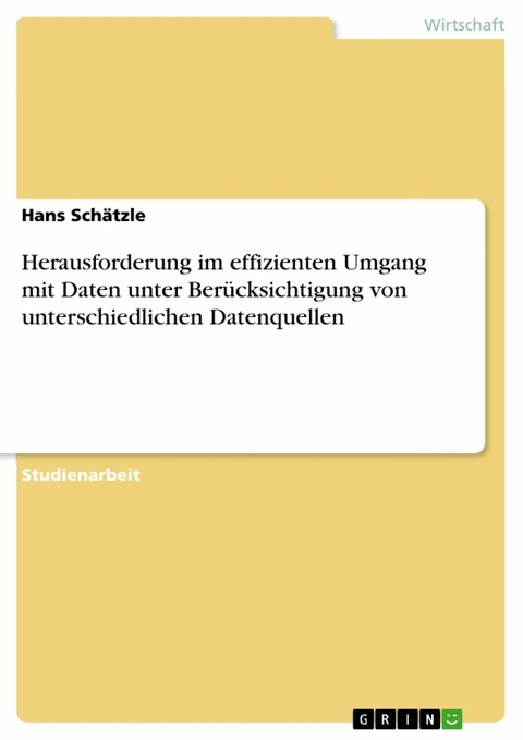 Herausforderung im effizienten Umgang mit Daten unter Berücksichtigung von unterschiedlichen Datenquellen - Hans Schätzle